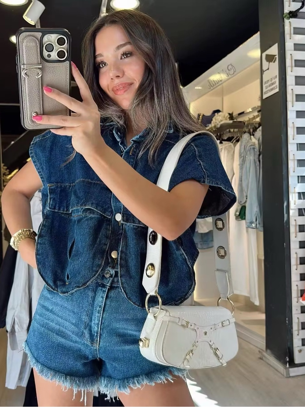Dark Indigo Denim Cropped Vest - Picture 2 of 2